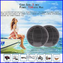12V Marine Radio Boat Bluetooth Audio Car Stereo+3 Waterproof Car Speakers 70w