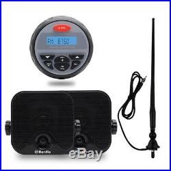 12V Marine Stereo Package Boat Bluetooth Radio+4 Car Box Speakers+FM AM Antenna
