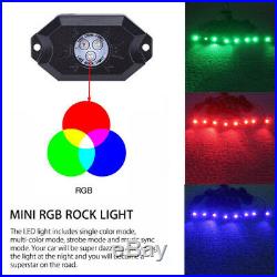 16Pcs RGB LED Rock Lights Wireless Bluetooth Music Flashing Multi Color Trucks