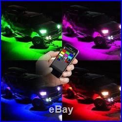 16Pcs RGB LED Rock Lights Wireless Bluetooth Music Flashing Multi Color Trucks