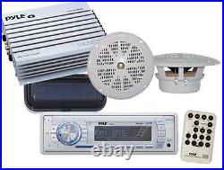 200W New Marine Boat MP3 Stereo Radio Pair Speakers & PLMRA400 400 Watt Amp Pkg