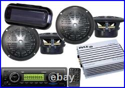 200 Watt Marine Boat AUX USB MP3 WB Radio Player 4 Speakers /400 Watt Amp +Cover