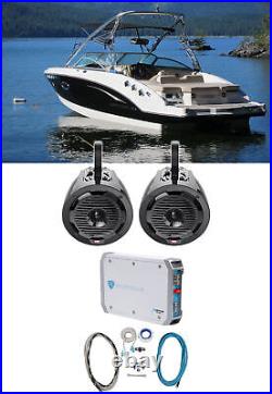 (2) MTX WET65T 6.5 300w Marine Boat Wakeboard Tower Speakers+Amplifier+Amp Kit