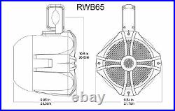 (2) Rockville 6.5 250w Marine Wakeboard Tower Speakers+Bluetooth Gauge Receiver