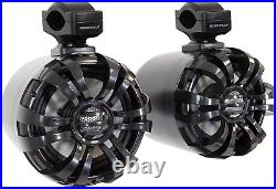 (2) WB65 Black 6.5 600W Metal Marine Wakeboard Swivel Tower Speakers