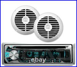 2 White 6.5Enrock 120W Boat Speakers, Kenwood USB Bluetooth AUX CD Marine Radio