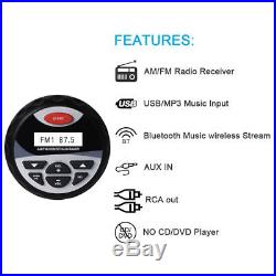 4Marine Radio Bluetooth Car Stereo+2 Way Boat Flush Mount Speakers+FM/AM Aerial