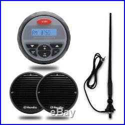 4 Marine Bluetooth Radio AM MP3 Player+3Boat Yacht Speakers+FM AM Radio Aerial
