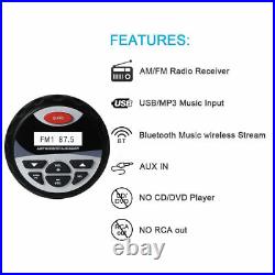 4 Marine Boat FM/AM Radio Bluetooth Stereo Receiver+4 Heavy Duty Boat Speakers
