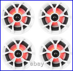 (4) RKL65MBW 6.5 700W Marine Boat Speakers WithLed+Black/White Grilles