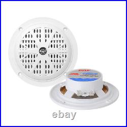 4 White 100W Boat Speakers, 400W Amplifier, Bluetooth USB Radio, Cover, Antenna