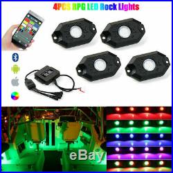 4pc RGB LED Multi-Color Boat Interior Marine Deck Lights Wireless Bluetooth Kit