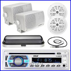 5.25 White Boat Speakers, 3.5 Speakers, Cover, Bluetooth Pyle USB Radio, Antenna