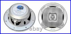 6.5 Silver Marine Speakers, Pyle 1DIN Bluetooth USB AUX Marine Radio, Amplifier