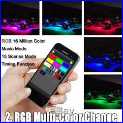 6x Pods White & RGB LED Rock Light Wireless Bluetooth Music Control + Wiring kit