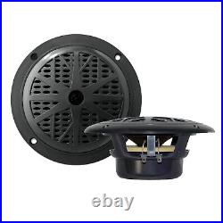 Black 6.5 Boat Speakers, 3.5Box Speakers, Cover, Antenna, Pyle Bluetooth USB Radio
