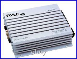 Black 6.5 Marine Speakers, Pyle 200W USB AM FM Radio, Antenna, 400W Amplifier