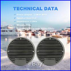 Bluetooth Marine Radio Stereo Receiver + Boat Flush Mount Speakers+FM/AM Aerial