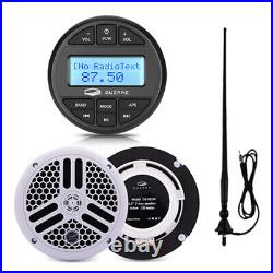 Bluetooth Marine Stereo Audio FM AM Radio + 6.5 Boat Speakers + FM/AM Antenna