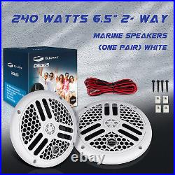 Bluetooth Marine Stereo Audio FM AM Radio + 6.5 Boat Speakers + FM/AM Antenna