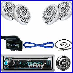 Bluetooth Marine USB CD Radio, Remote, 4 Boat Speakers & Wiring, Antenna, Cover