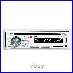 Bluetooth USB SD AUX Boat Radio, Cover, Antenna, Pyle 5.25 100W White Speakers