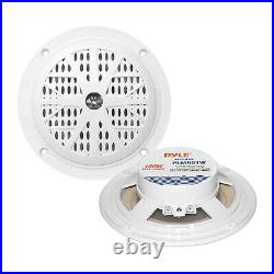 Bluetooth USB SD AUX Boat Radio, Cover, Antenna, Pyle 5.25 100W White Speakers