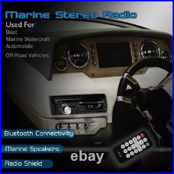 Bluetooth Waterproof Marine Speaker Audio Stereo Kit Pontoon Boat Sound System