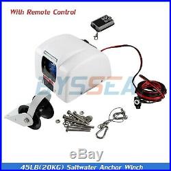 Boat Marine Electric Anchor Winch With Wireless Remote 45 LBS Free Fall