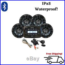 Boat Marine Stereo Radio with 4 INF622 Speakers Aux Port Bluetooth USB Waterproof