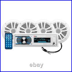 Boat Marine Stereo Sound System Bluetooth Receiver with 4 6.5 Speakers Amp