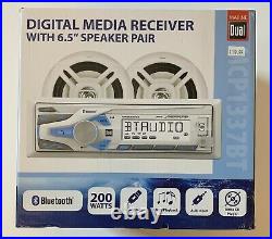 Boat Radio New! AM/FM/MP3/USB/Bluetooth/AUX Stereo Receiver w 2, 6-1/2 Speakers