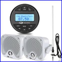 Boat Stereo Bluetooth Receiver with 4 Waterproof Boat Speakers and FM AM Antenna