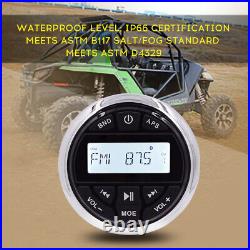 Car Audio System Weatherproof Marine Gauge Receiver, Bluetooth, USB, AM/FM Radio