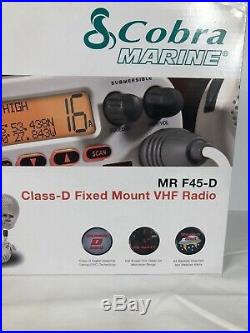 Cobra Marine Boat White Fixed Mount Class D Submersible VHF Radio MR F45-D MR45D