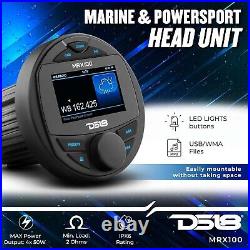 DS18 MRX100 Marine Boat Head Unit 2 Zones 4 Volts Output RDS 4X40 Watts Screen