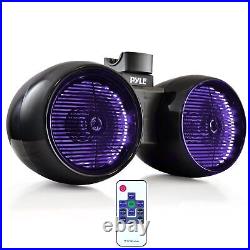 Dual 6.5 LED Tower Boat Speakers, 6.5 Speakers, Antenna, Amp, Bluetooth USB Radio