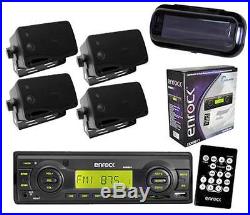 Enrock Boat Marine MP3 USB Radio with 4 Outdoor Box Waterproof Speakers System Pkg