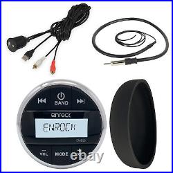 Enrock EM856 Bluetooth USB Marine Radio with Cover, Antenna, Auxiliary Interface