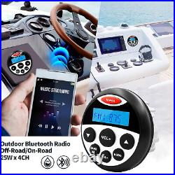 GUZARE Boat Radio ATV UTV Bluetooth Audio Package with 4 240W Waterproof Speakers