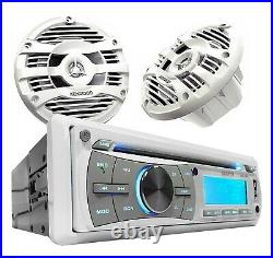 Gravity Marine Boat CD/AM/FM Receiver +2x Kenwood KFC-1653MRW 6.5 300W Speakers