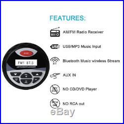 Herdio12V Marine FM/AM Bluetooth USB/RCA Radio+3Boat speakers+FM/AM Aerial