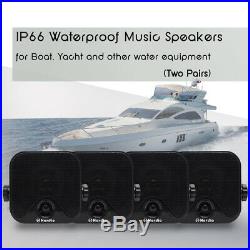 Herdio 12V Marine FM/AM Boat Bluetooth Radio stereo+2 pairs 4inch Boat speakers