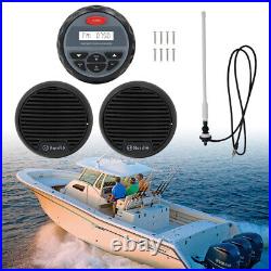 Herdio 3 Boat Speakers AM FM Antenna 4 Bluetooth Marine Audio Boat Radio USA