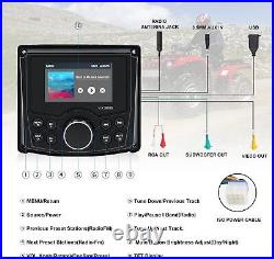 Herdio 3 Inches Marine Radio Bluetooth Waterproof UTV Boat Stereo Receiver Audio