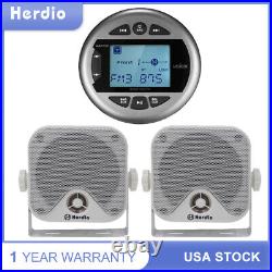Herdio 4 Boat Speakers Audio and Marine Bluetooth Radio Waterproof Receiver USB