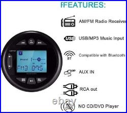Herdio Marine Audio Boat Speakers Bluetooth Radio Waterproof Receiver Combo pack