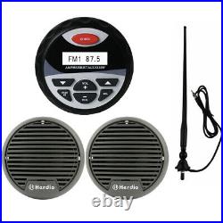 Herdio Marine FM/AM Bluetooth Radio Amplifier Receiver+3 Boat Speakers+Antenna