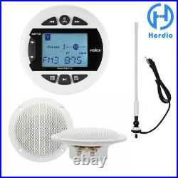 Herdio Marine Stereo Bluetooth Radio Audio + UTV Boat 4 Speakers+FM AM Antenna