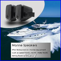 Herdio Marine Stereo Bluetooth Radio Receiver+4 Boat UTV Surface Mount Speakers